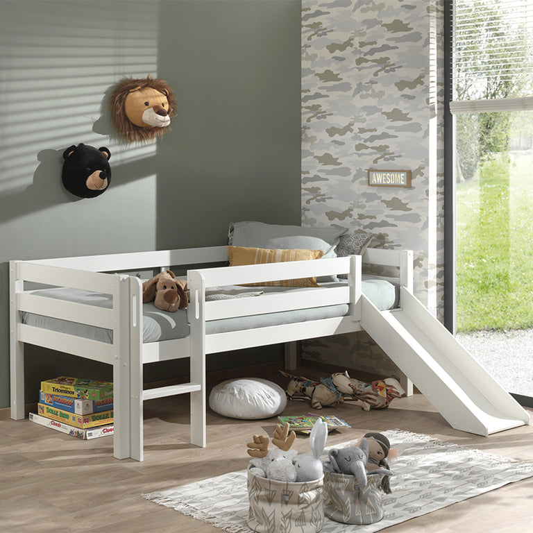 Lit mi-hauteur 90x200 toboggan sommier inclus Vipack Pino Blanc - vue 2