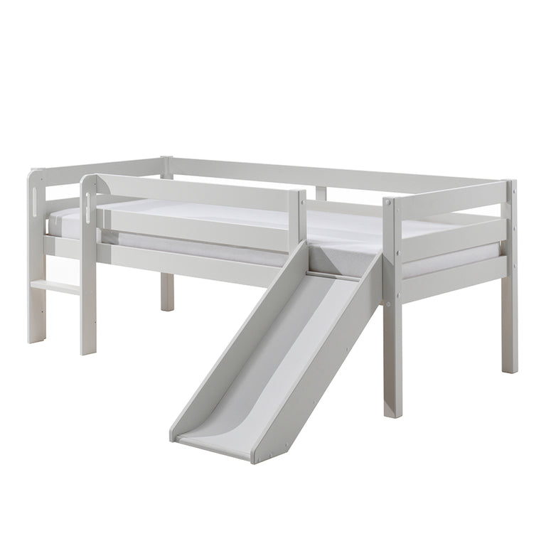 Lit mi-hauteur 90x200 toboggan sommier inclus Vipack Pino Blanc