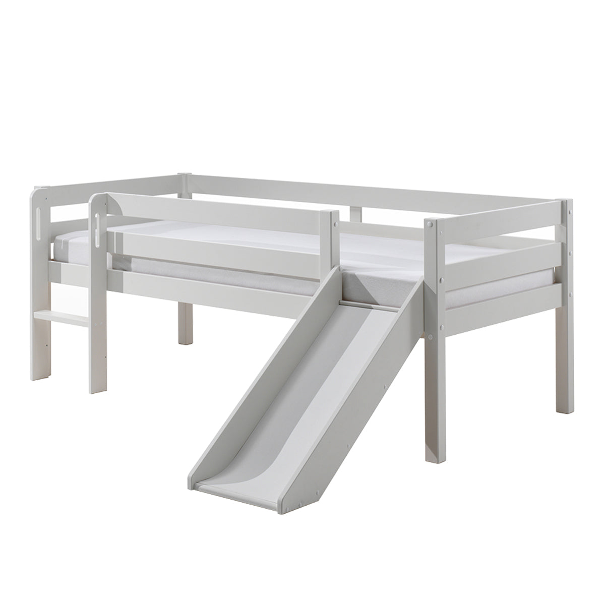 Lit mi-hauteur 90x200 toboggan sommier inclus Vipack Pino Blanc