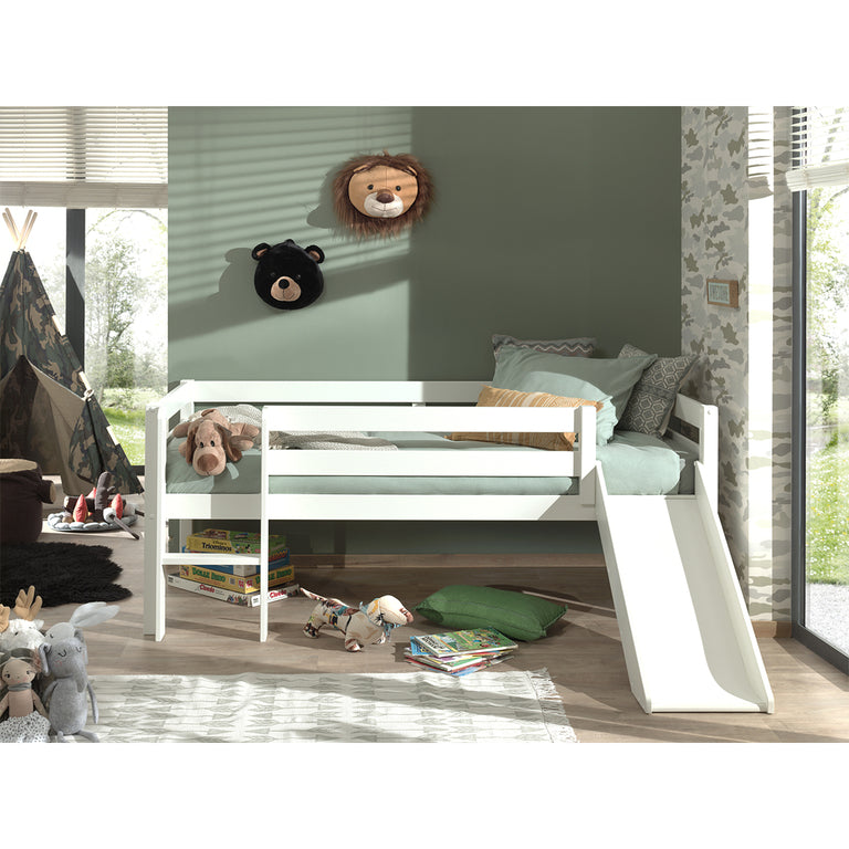 Lit mi-hauteur 90x200 toboggan sommier inclus Vipack Pino Blanc - vue 3