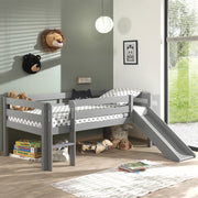 Lit mi-hauteur 90x200 toboggan sommier inclus Vipack Pino Gris - vue 2