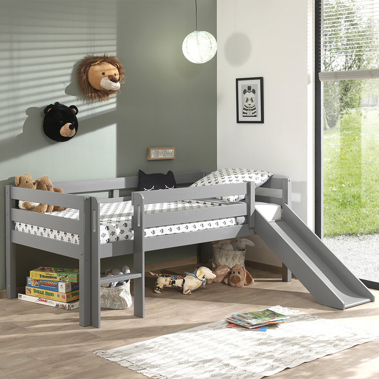 Lit mi-hauteur 90x200 toboggan sommier inclus Vipack Pino Gris - vue 2