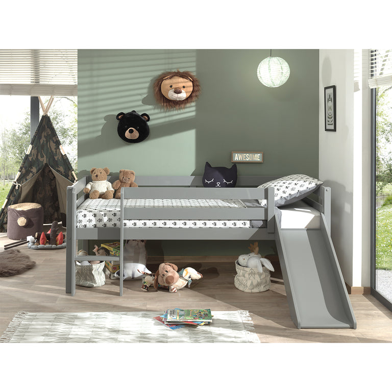 Lit mi-hauteur 90x200 toboggan sommier inclus Vipack Pino Gris - vue 3