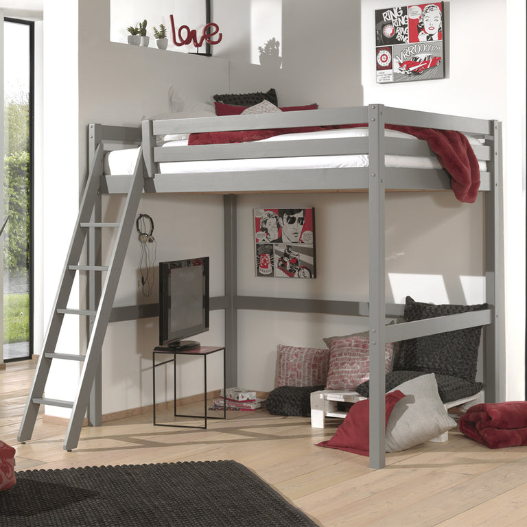 Lit Mezzanine 140x200 Sommier Inclus Vipack Pino Gris - vue 2