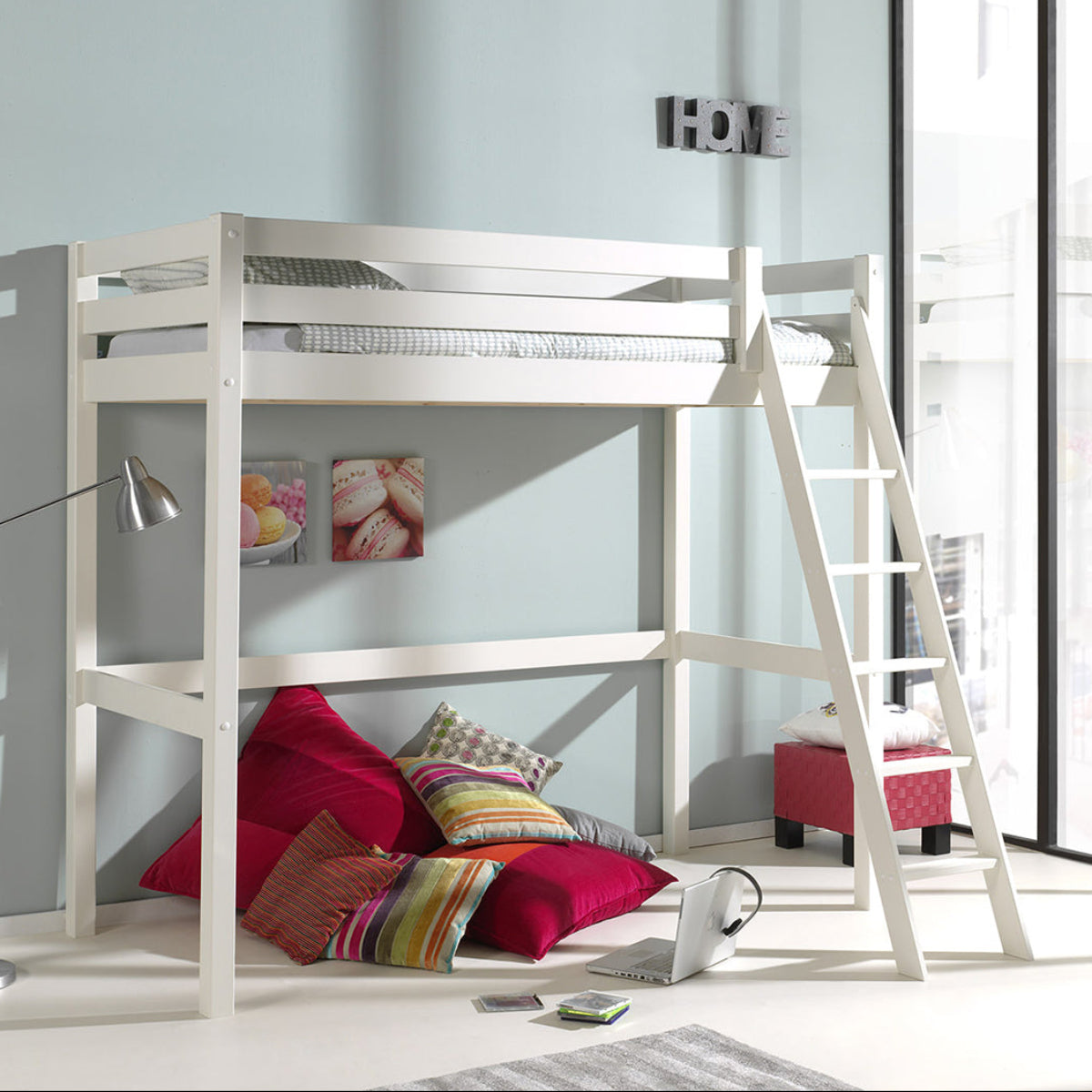 Lit Mezzanine 90x200 Sommier Inclus Vipack Pino - Blanc - vue 2