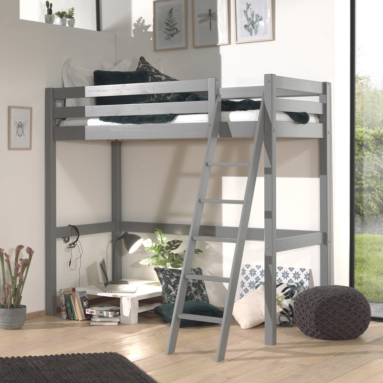 Lit Mezzanine 90x200 Sommier Inclus Vipack Pino Gris - vue 2