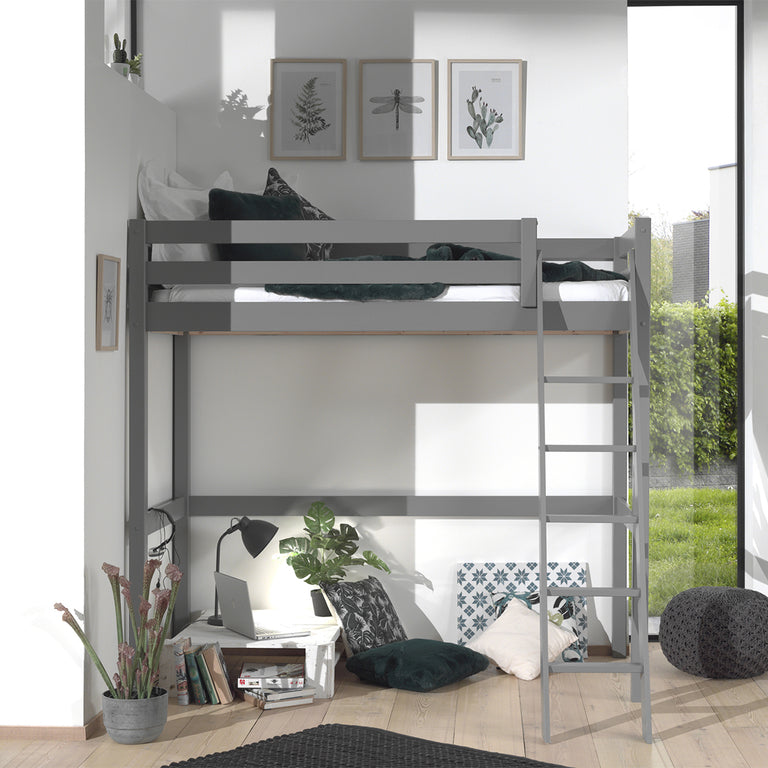 Lit Mezzanine 90x200 Sommier Inclus Vipack Pino Gris - vue 3