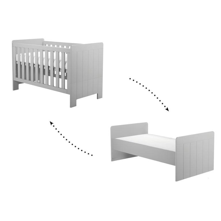 Chambre complète lit bébé évolutif - commode à langer - armoire Pinio Calmo Gris - vue 2