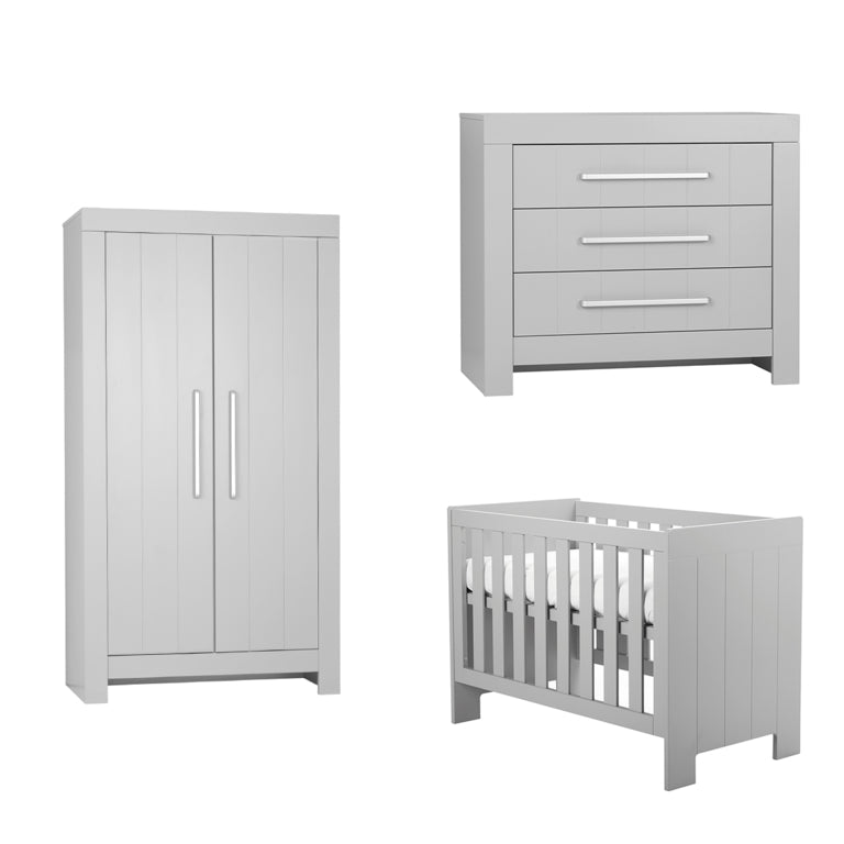 Chambre complète lit bébé - commode à langer - armoire Pinio Calmo Gris