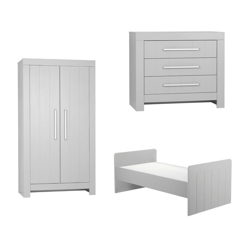Chambre complète lit bébé évolutif - commode à langer - armoire Pinio Calmo Gris