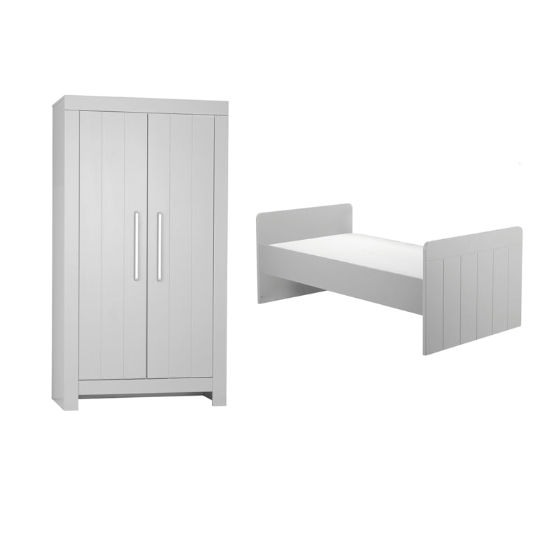 Lit bébé évolutif et Armoire Pinio Calmo Gris