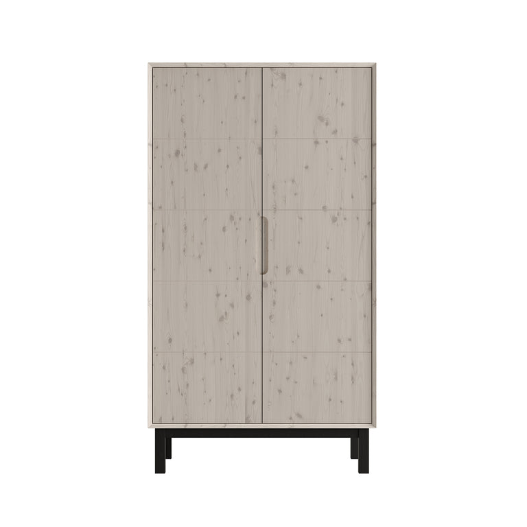 Commode 3 tiroirs et armoire 2 portes Pinio Country Bois blanchi - vue 3