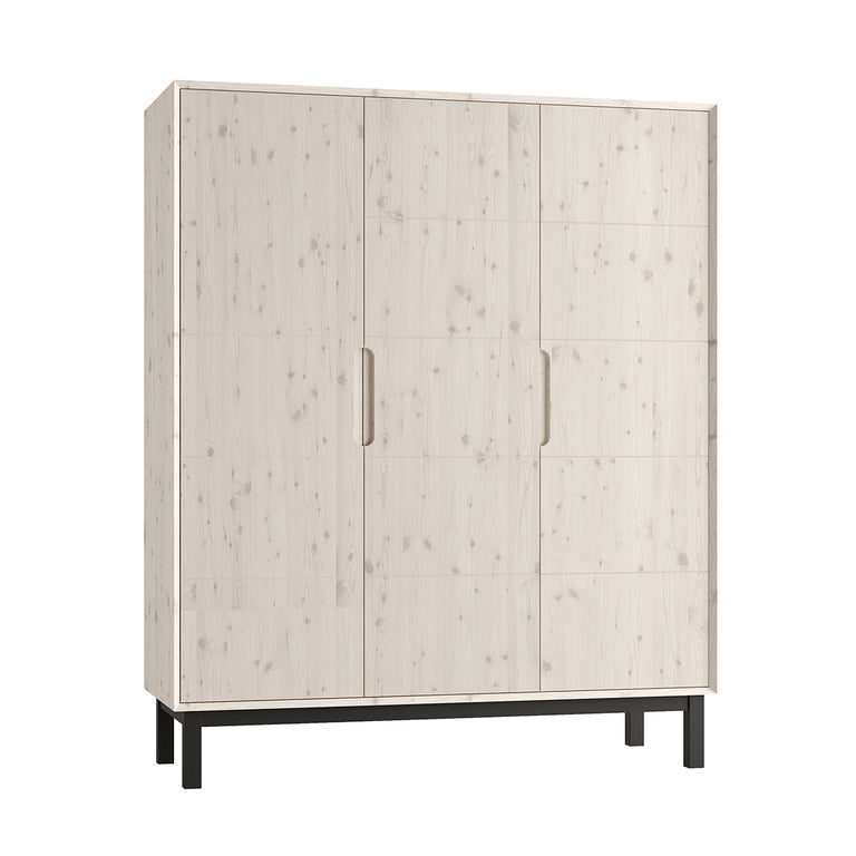 Armoire 3 portes Pinio Country Bois blanchi