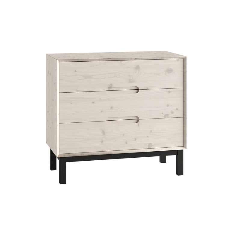 Lit évolutif 70x140 et commode 3 tiroirs Pinio Country Bois blanchi - vue 3