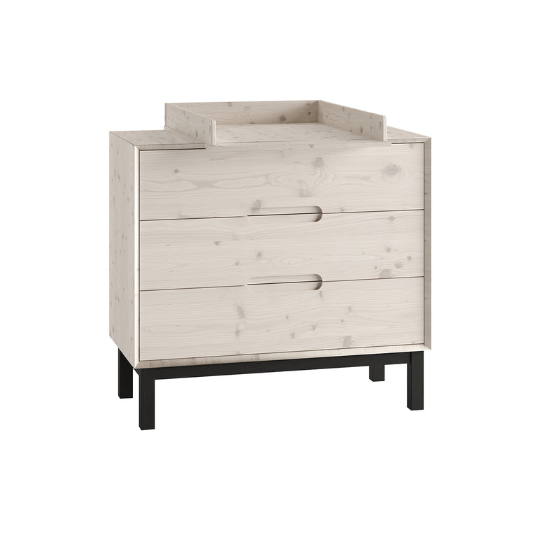 Chambre complète lit évolutif 70x140 commode à langer et armoire 2 portes Pinio Country Bois blanchi - vue 4