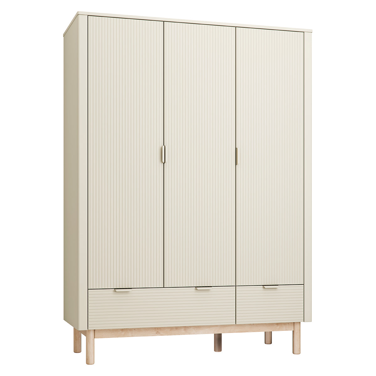 Armoire 3 portes 2 tiroirs Pinio Miloo Champagne