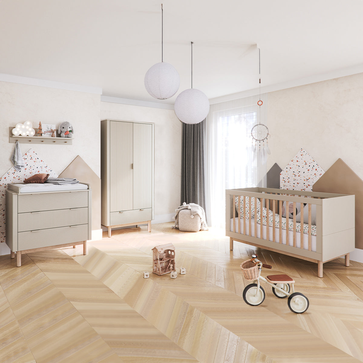 Lit évolutif 70x140 et commode 3 tiroirs Pinio Miloo Champagne - vue 6