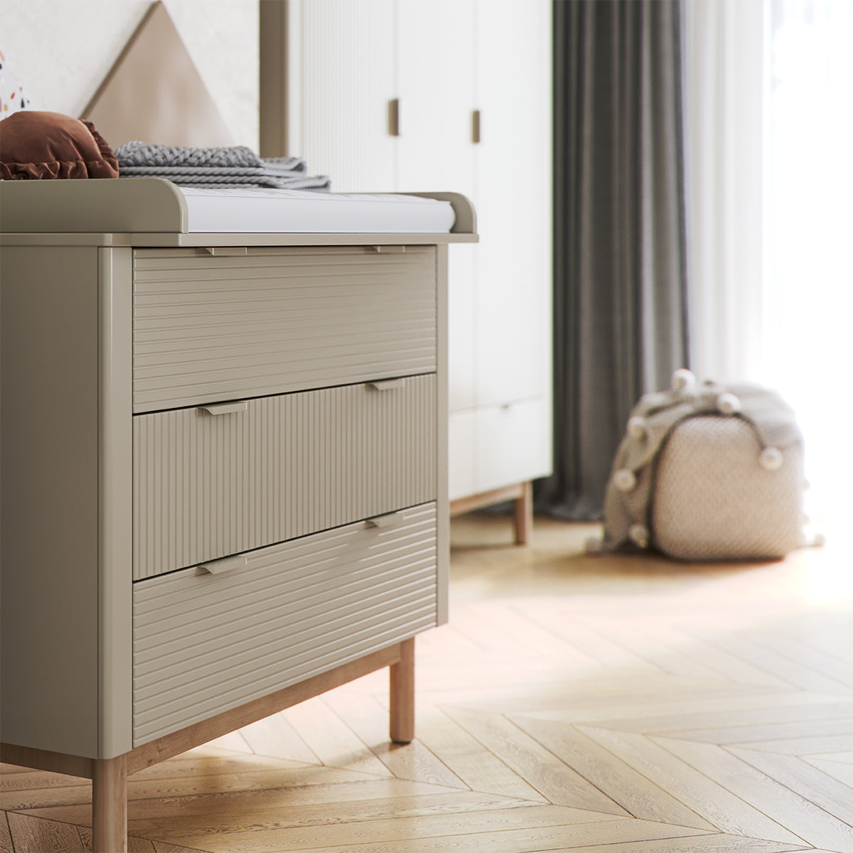Lit évolutif 70x140 et commode 3 tiroirs Pinio Miloo Champagne - vue 5