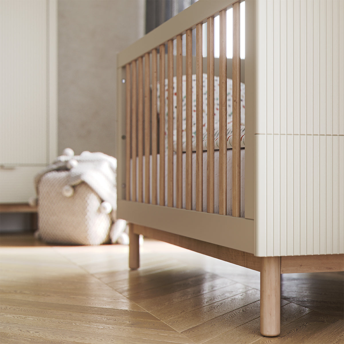 Lit évolutif 60x120 et commode 3 tiroirs Pinio Miloo Champagne - vue 4