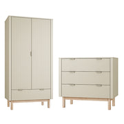 Commode 3 tiroirs et armoire 2 portes Pinio Miloo Champagne