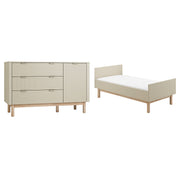Lit évolutif 70x140 et commode 3 tiroirs 1 porte Pinio Miloo Champagne