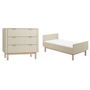 Lit évolutif 70x140 et commode 3 tiroirs Pinio Miloo Champagne
