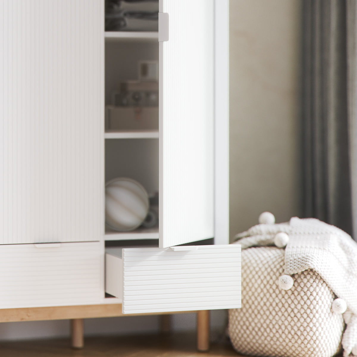 Armoire 3 portes 2 tiroirs Pinio Miloo Blanc - vue 4