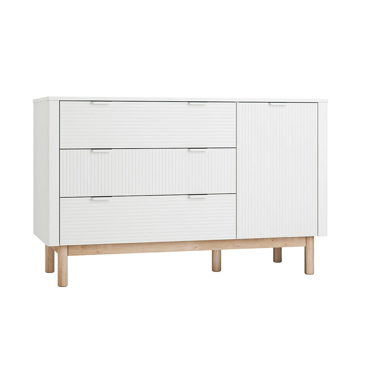 Lit évolutif 60x120 et commode 3 tiroirs 1 porte Pinio Miloo Blanc - vue 3