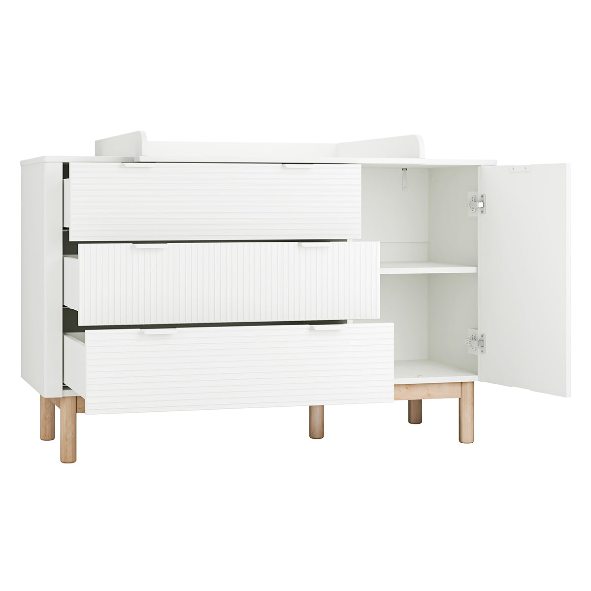 Commode 3 tiroirs 1 porte Pinio Miloo Blanc - vue 2