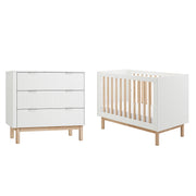 Lit évolutif 60x120 et commode 3 tiroirs Pinio Miloo Blanc