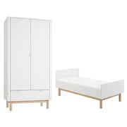 Lit évolutif 70x140 et armoire 2 portes Pinio Miloo Blanc