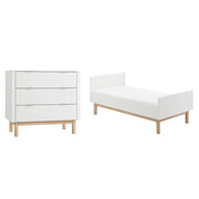 Lit évolutif 70x140 et commode 3 tiroirs Pinio Miloo Blanc