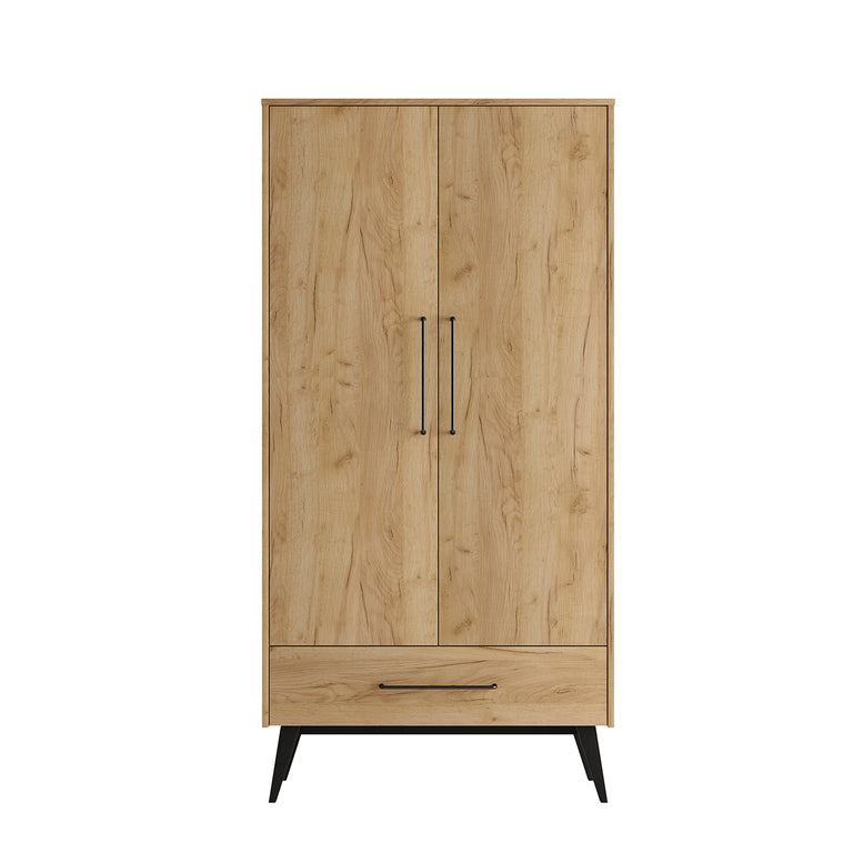 Armoire 2 portes 1 tiroir Pinio Retro Bois - vue 2