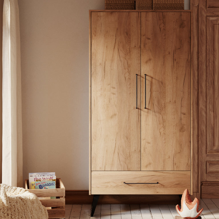 Commode 3 tiroirs et armoire 2 portes Pinio Retro Bois - vue 5