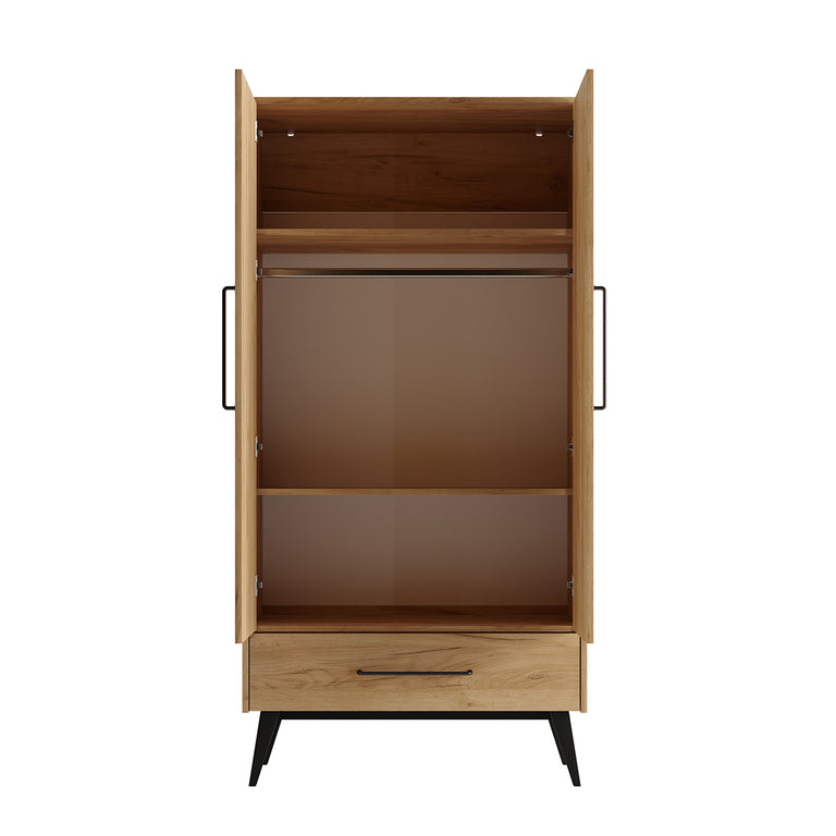 Commode 3 tiroirs et armoire 2 portes Pinio Retro Bois - vue 3
