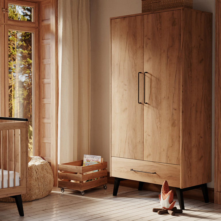Lit évolutif 70x140 et armoire 2 portes Pinio Retro Bois - vue 5