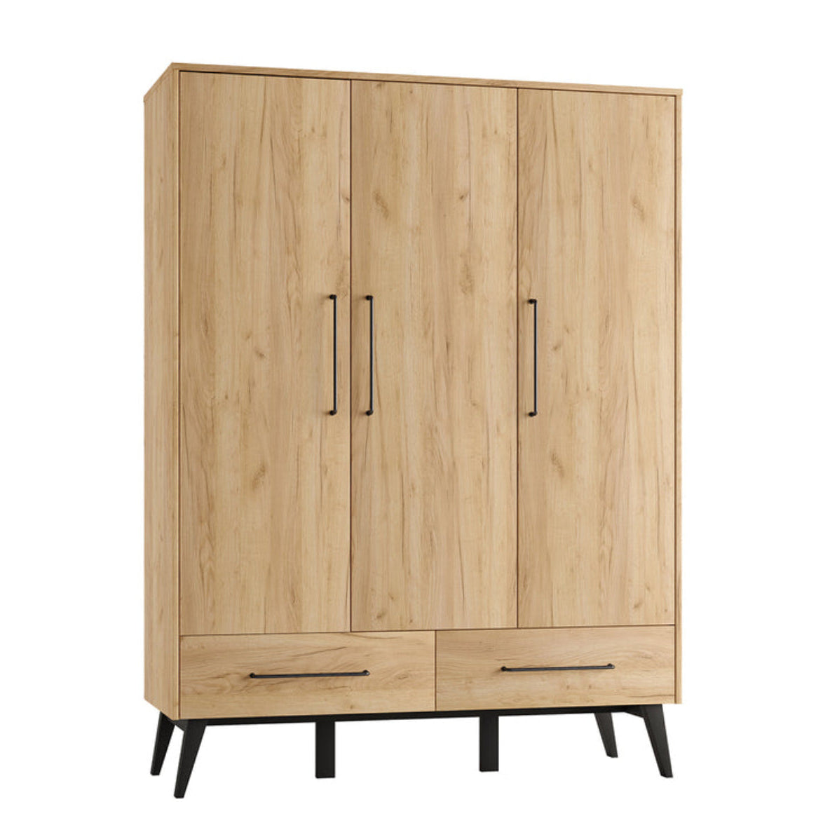 Armoire 3 portes 2 tiroirs Pinio Retro Bois