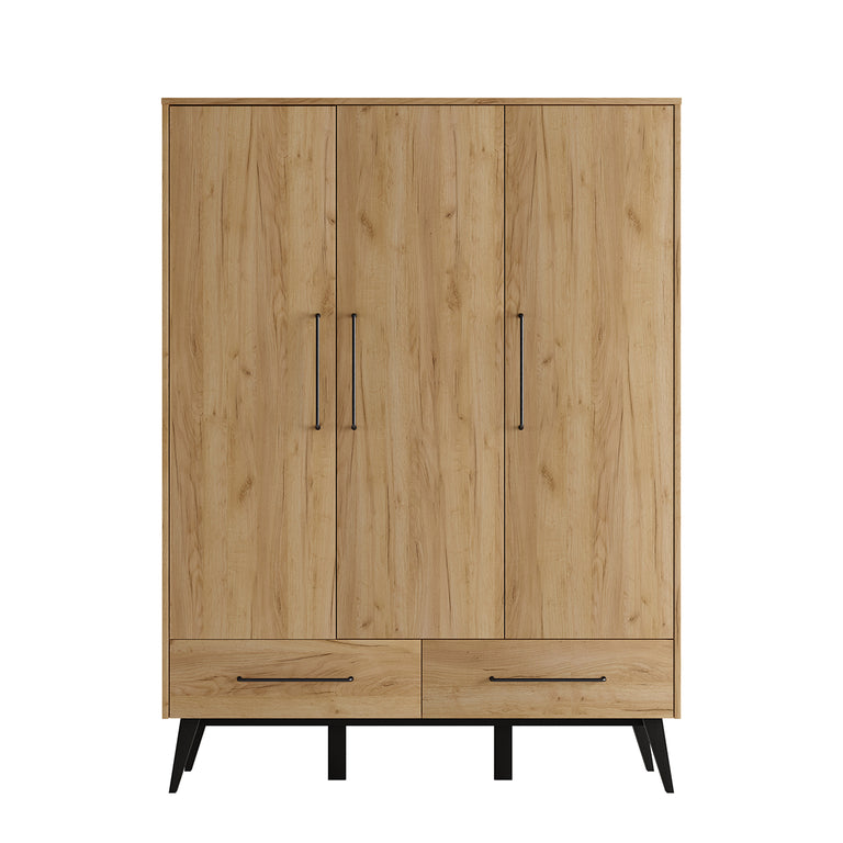 Armoire 3 portes 2 tiroirs Pinio Retro Bois - vue 2