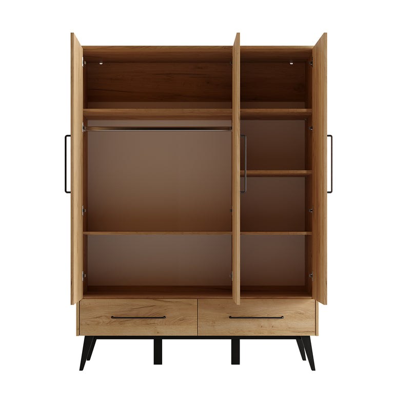 Armoire 3 portes 2 tiroirs Pinio Retro Bois - vue 3
