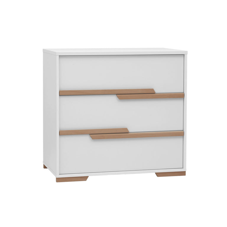 Commode 3 tiroirs et Armoire Pinio Snap Blanc et bois - vue 2