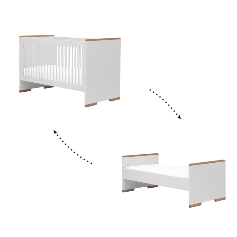 Lit bébé évolutif et commode à langer Pinio Snap Blanc et bois - vue 2