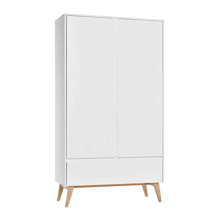 Chambre complète lit évolutif 60x120 commode à langer et armoire 2 portes Pinio Swing - Blanc et bois - vue 6