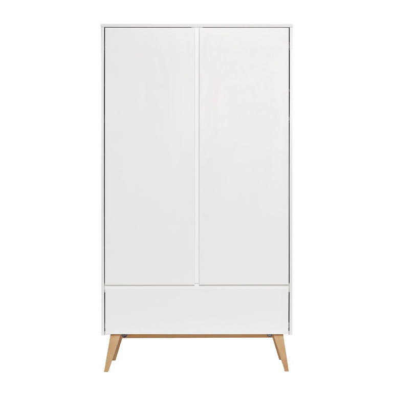 Armoire 2 portes 1 tiroir Pinio Swing - Blanc et bois - vue 3