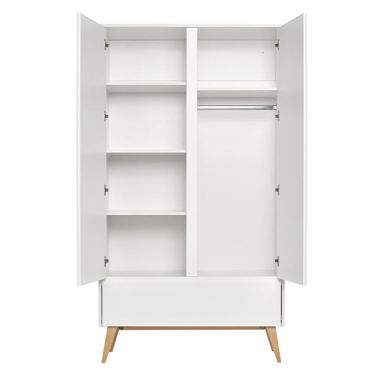 Chambre complète lit évolutif 70x140 commode à langer et armoire 2 portes Pinio Swing - Blanc et bois - vue 8