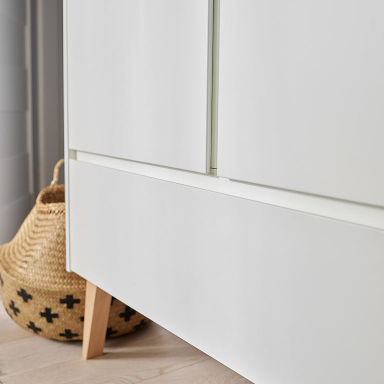 Commode 3 tiroirs et armoire 2 portes Pinio Swing - Blanc et bois - vue 7