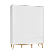 Armoire 3 portes 2 tiroirs Pinio Swing - Blanc et bois