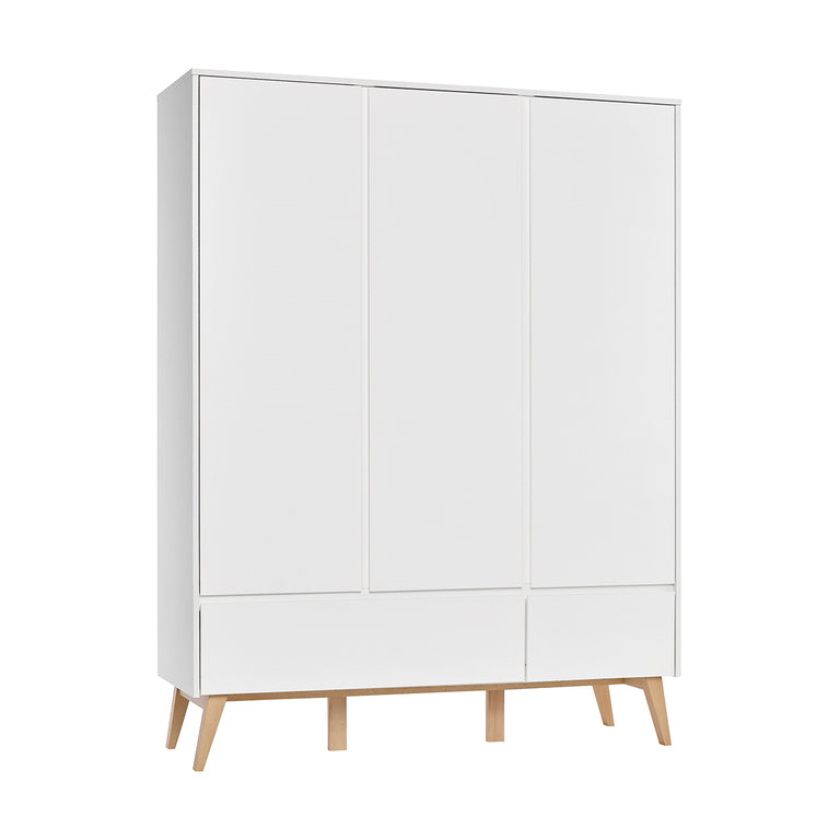 Chambre complète lit évolutif 70x140 commode à langer et armoire 3 portes Pinio Swing - Blanc et bois - vue 8