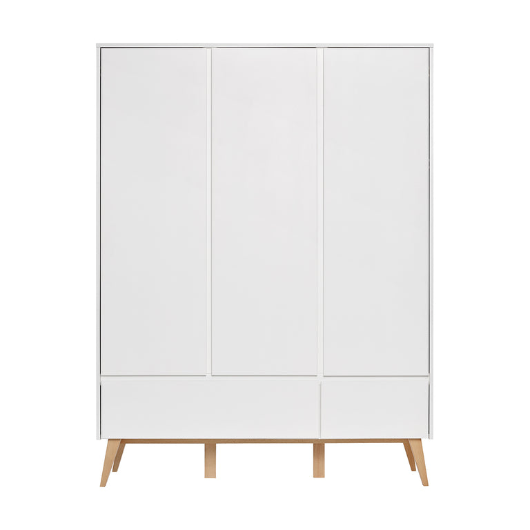 Armoire 3 portes 2 tiroirs Pinio Swing - Blanc et bois - vue 3