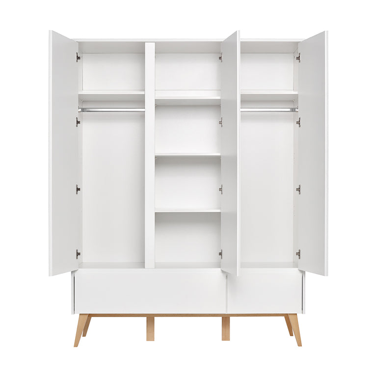 Chambre complète lit évolutif 60x120 commode à langer et armoire 3 portes Pinio Swing - Blanc et bois - vue 8