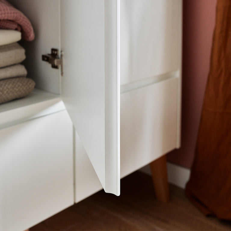 Armoire 3 portes 2 tiroirs Pinio Swing - Blanc et bois - vue 5